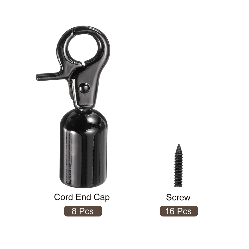 0.51" Cord End Cap Terminator Cord for Tassel Jewelry Making, 8Pcs Black