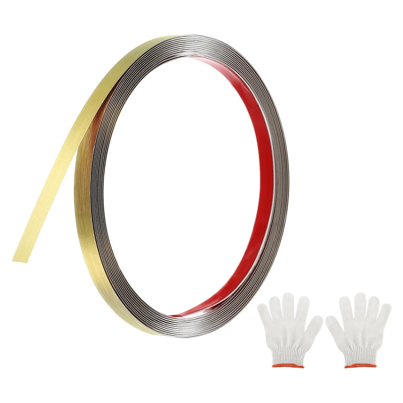16.4ft x 0.39" Wall Molding Trim, Brushed Finish with Glove and Card, Gold