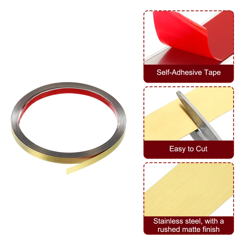 16.4ft x 0.39" Wall Molding Trim, Brushed Finish with Glove and Card, Gold