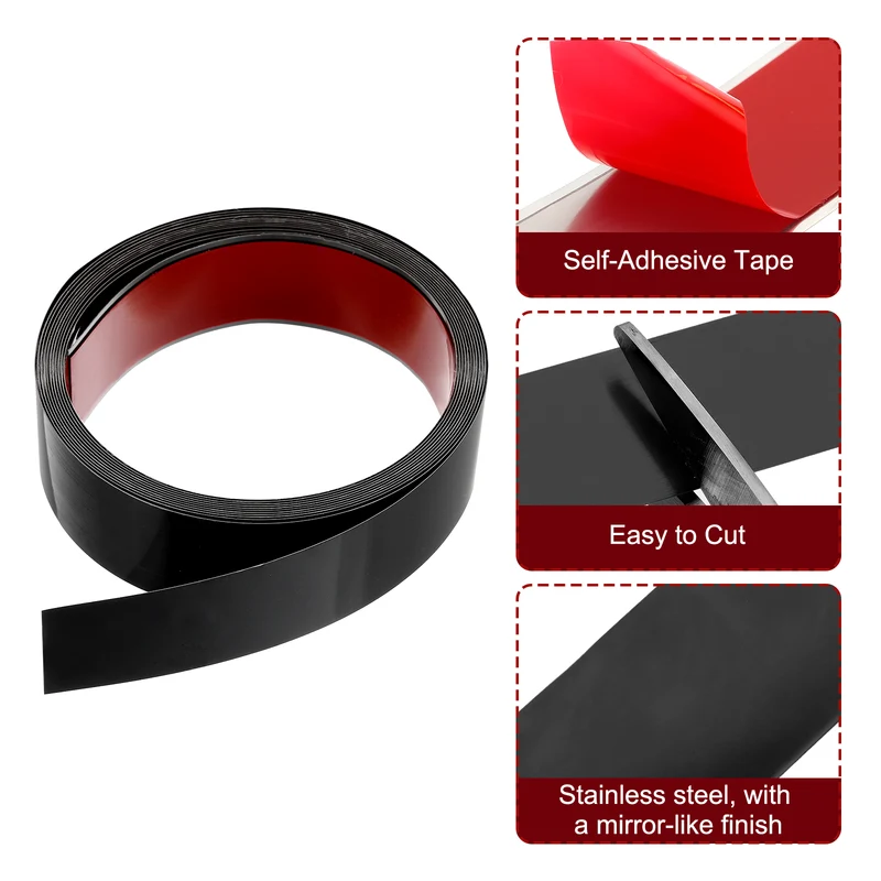 16.4ft x 1.57" Wall Molding Trim, Mirror Finish with Glove, Black