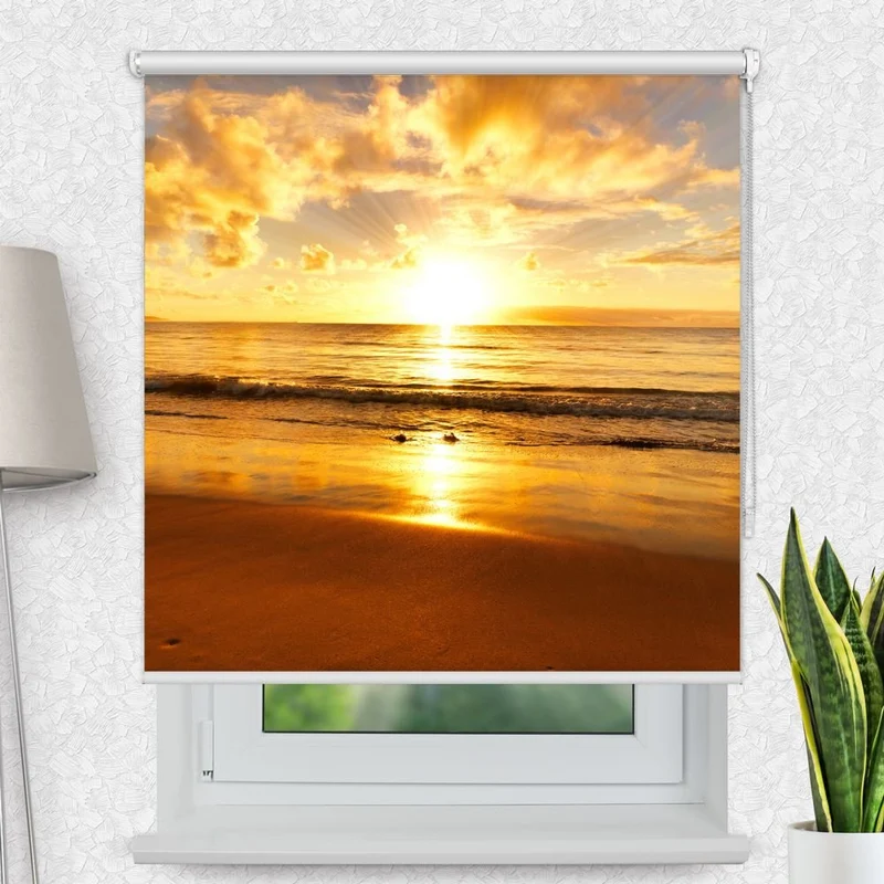 Motivrollo 'Sonnenaufgang Strand' | Bis B 430 x H 440 cm