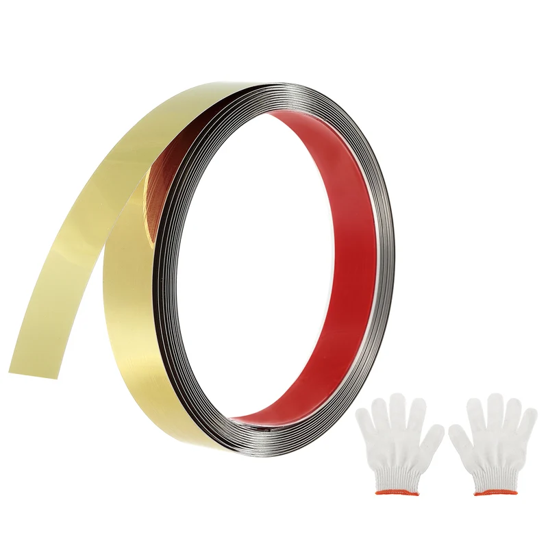 16.4ft x 0.98" Wall Molding Trim, Mirror Finish with Glove, Gold