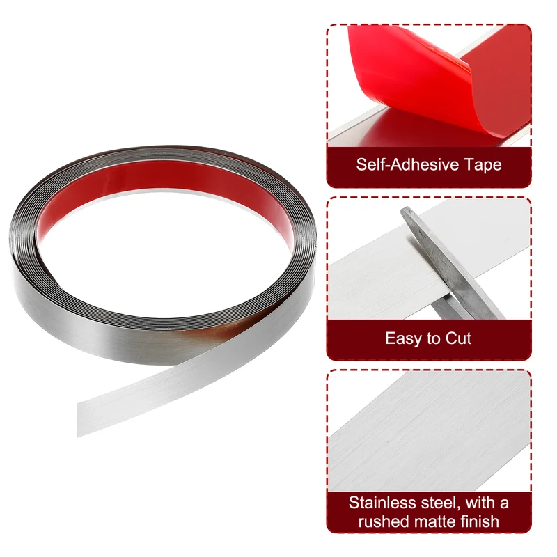 16.4ft x 0.79" Wall Molding Trim, Brushed Finish with Glove, Silver