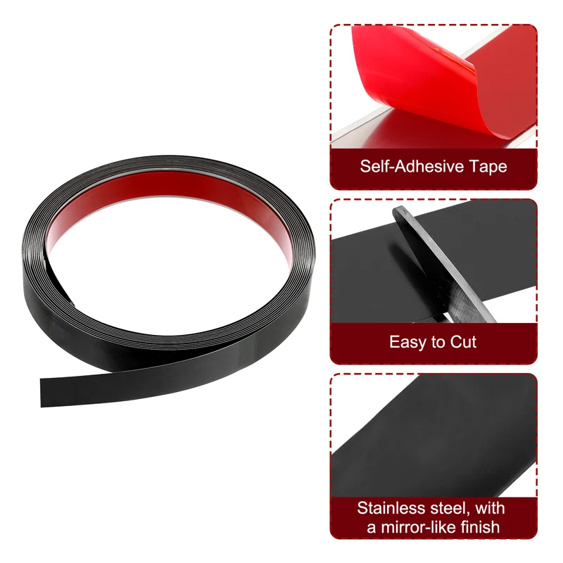 16.4ft x 0.79" Wall Molding Trim, Mirror Finish with Glove, Black