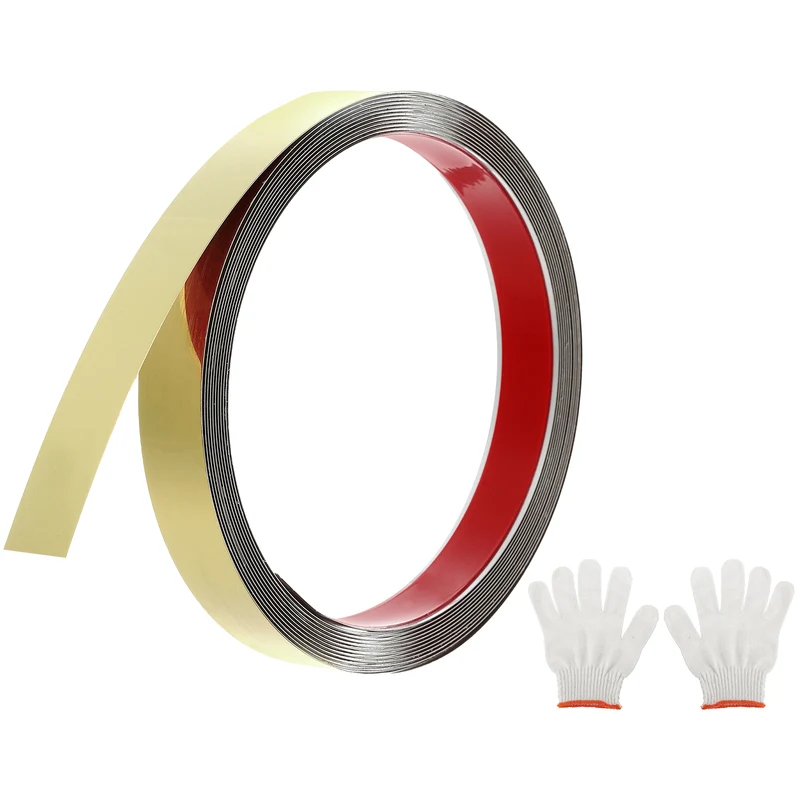16.4ft x 0.79" Wall Molding Trim, Mirror Finish with Glove, Gold