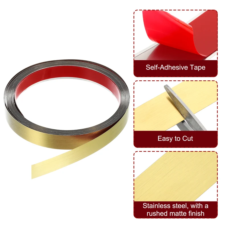 16.4ft x 0.79" Wall Molding Trim, Brushed Finish with Glove, Gold