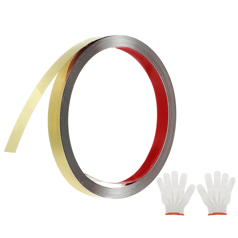 16.4ft x 0.59" Wall Molding Trim, Mirror Finish with Glove, Gold