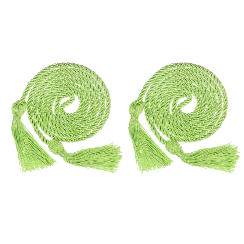 2Pcs 67" Graduation Honor Cord with Tassel Braided Graduation Rope Light Green