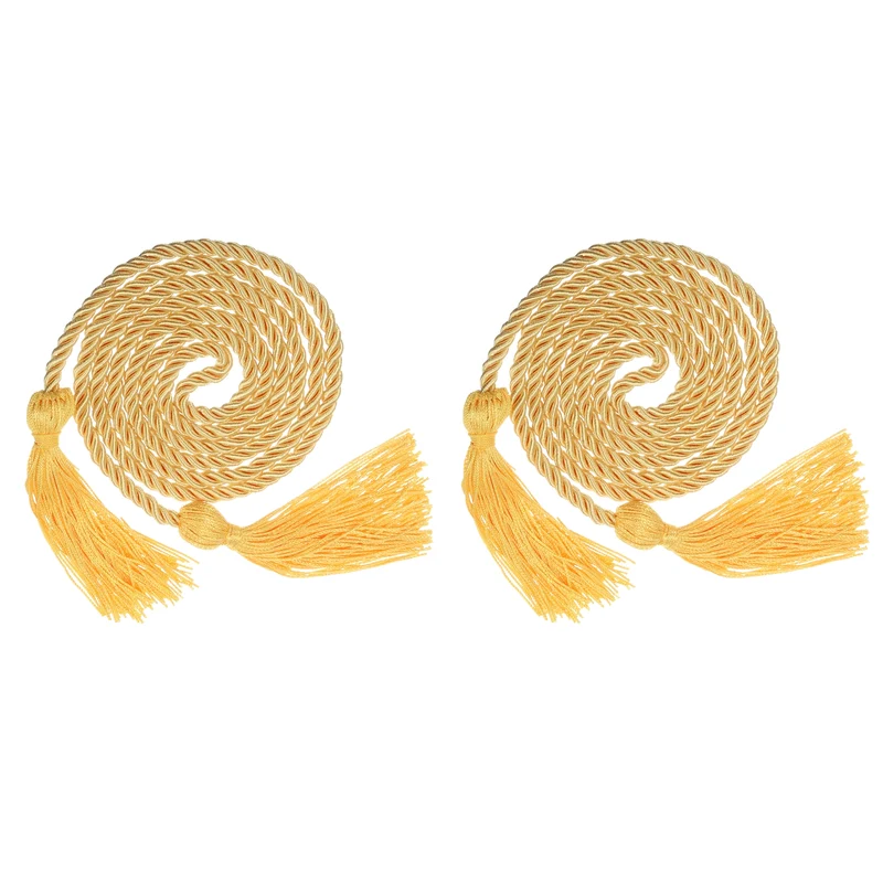 2Pcs 67" Graduation Honor Cord with Tassel Braided Graduation Rope Gold
