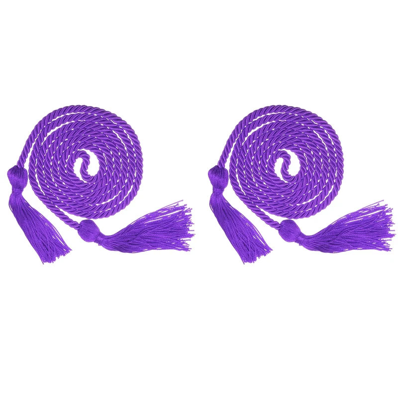 2Pcs 67" Graduation Honor Cord with Tassel Braided Graduation Rope Purple