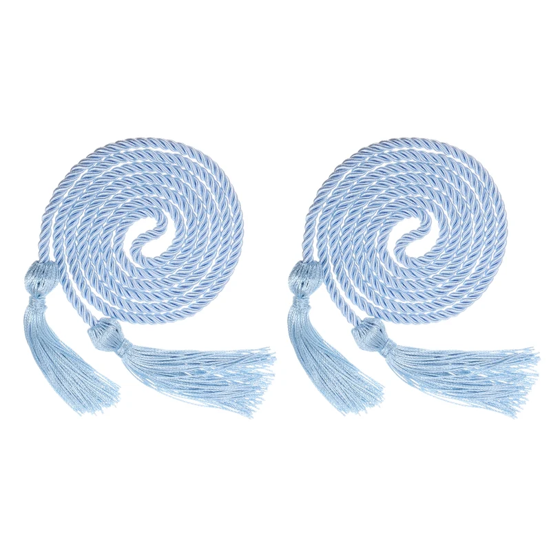 2Pcs 67" Graduation Honor Cord with Tassel Braided Graduation Rope Sky Blue
