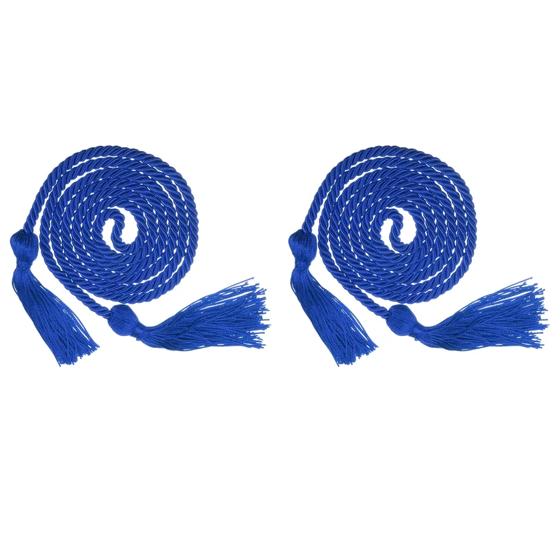 2Pcs 67" Graduation Honor Cord with Tassel Braided Graduation Rope Blue