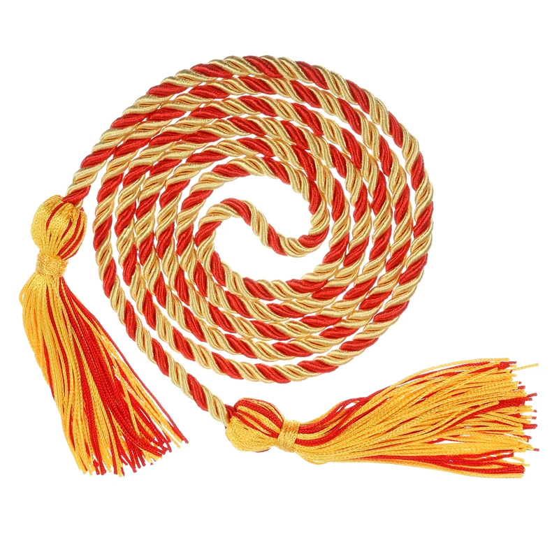 67" Graduation Honor Cord with Tassel Braided Graduation Ropes, God/Red