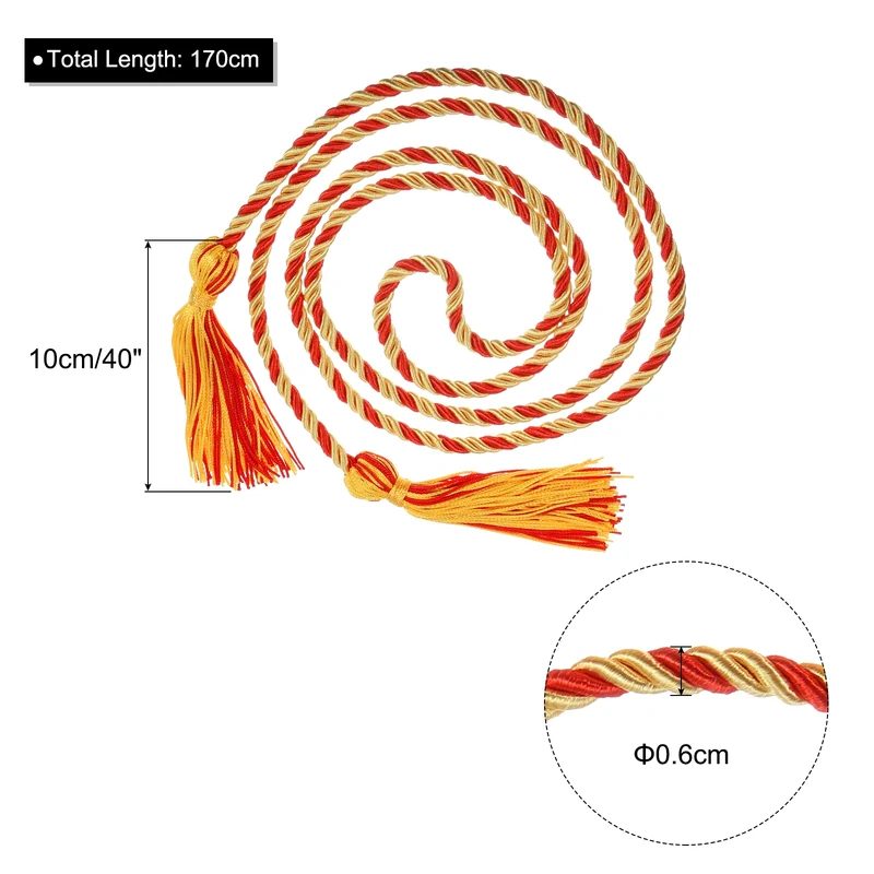 67" Graduation Honor Cord with Tassel Braided Graduation Ropes, God/Red