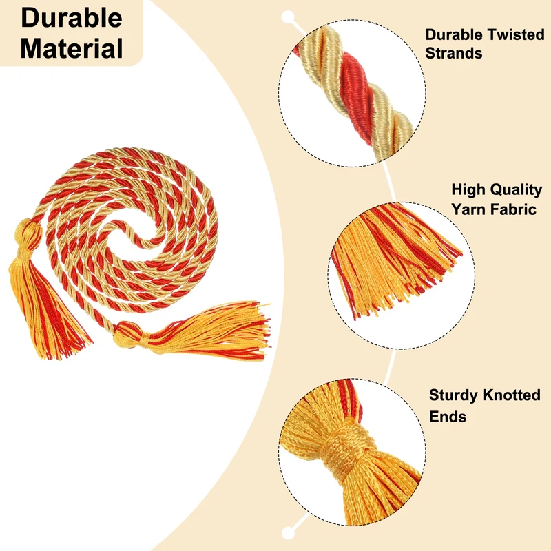 67" Graduation Honor Cord with Tassel Braided Graduation Ropes, God/Red
