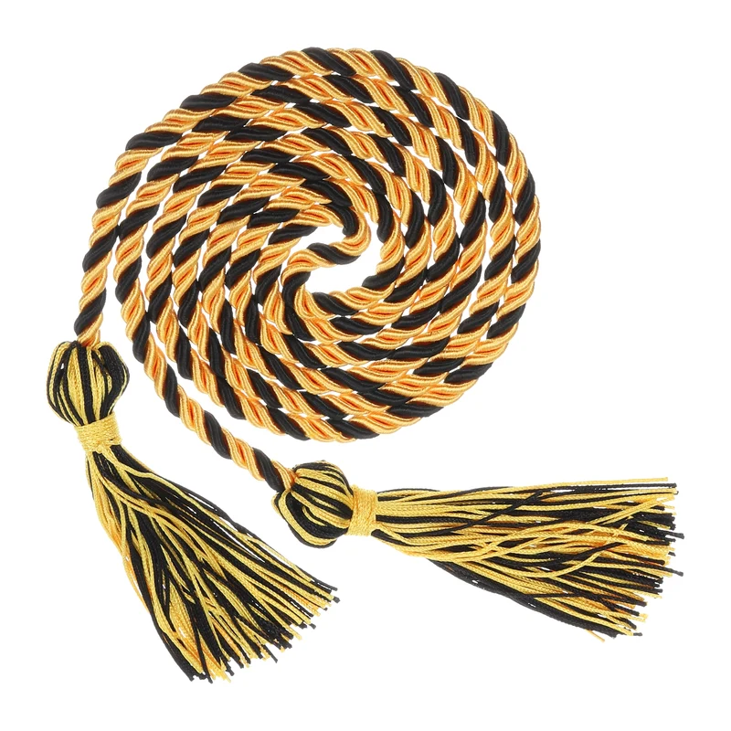 67" Graduation Honor Cord with Tassel Braided Graduation Ropes, God/Black