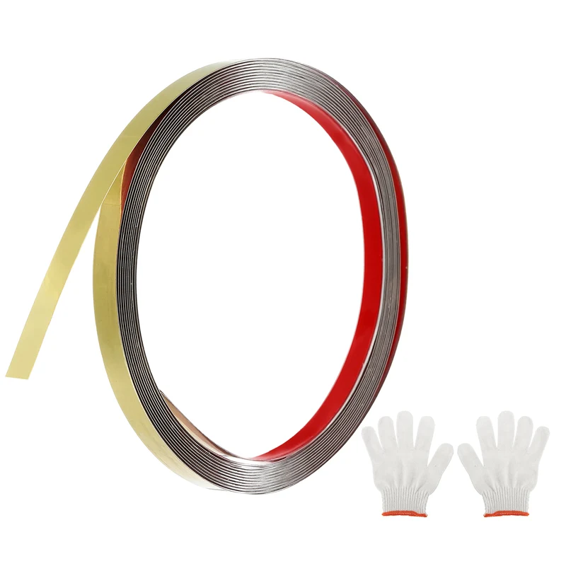 16.4ft x 0.39" Wall Molding Trim, Mirror Finish with Glove, Gold