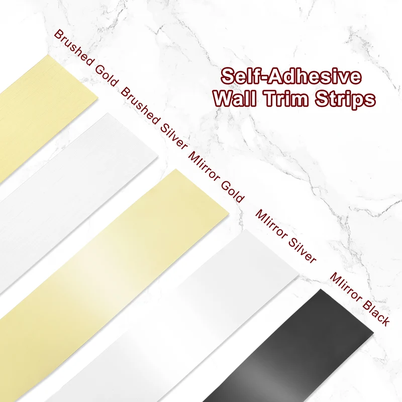 16.4ft x 0.39" Wall Molding Trim, Mirror Finish with Glove, Gold