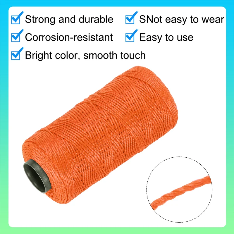 Nylon String 3 Strands Twisted Mason Line 1.5mm x 218 Yards, Orange