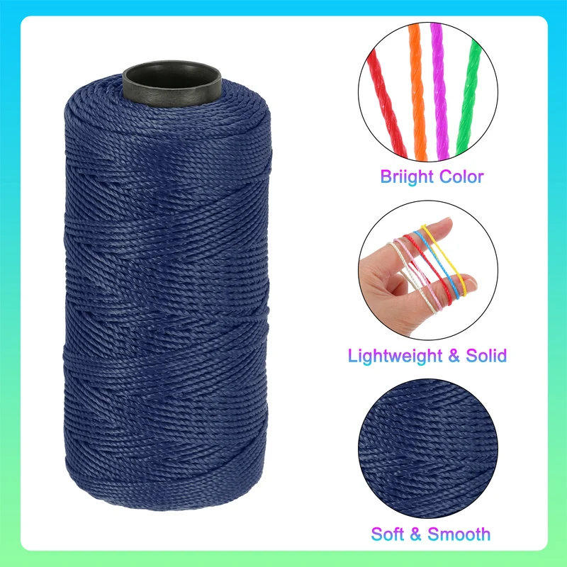 Nylon String 3 Strands Twisted Mason Line 1.5mm x 218 Yards, Navy Blue
