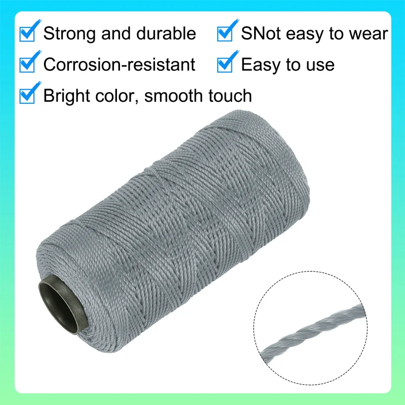 Nylon String 3 Strands Twisted Mason Line 1.5mm x 218 Yards, Grey
