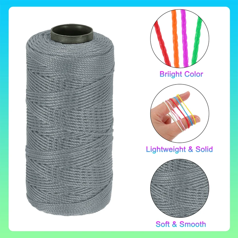 Nylon String 3 Strands Twisted Mason Line 1.5mm x 218 Yards, Grey