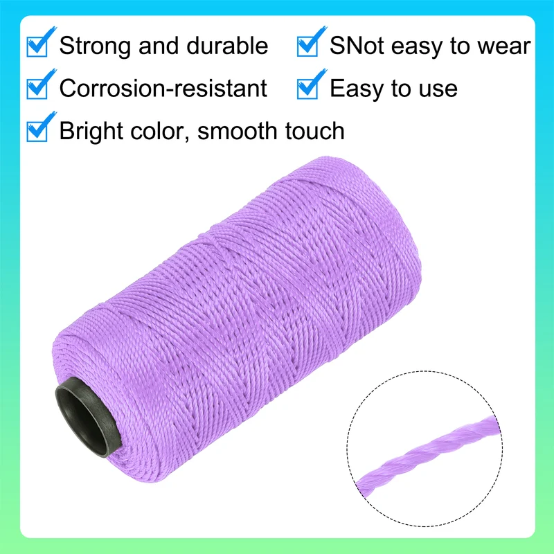 Nylon String 3 Strands Twisted Mason Line 1.5mm x 218 Yards, Light Purple