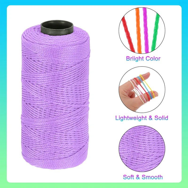 Nylon String 3 Strands Twisted Mason Line 1.5mm x 218 Yards, Light Purple
