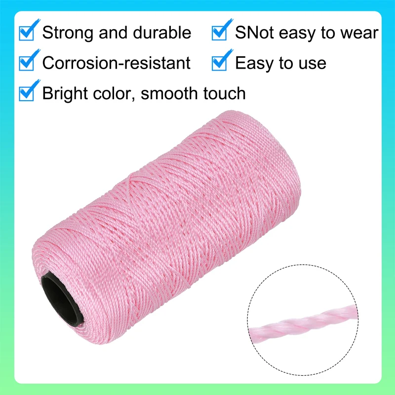Nylon String 3 Strands Twisted Mason Line 1.5mm x 218 Yards, Light Pink