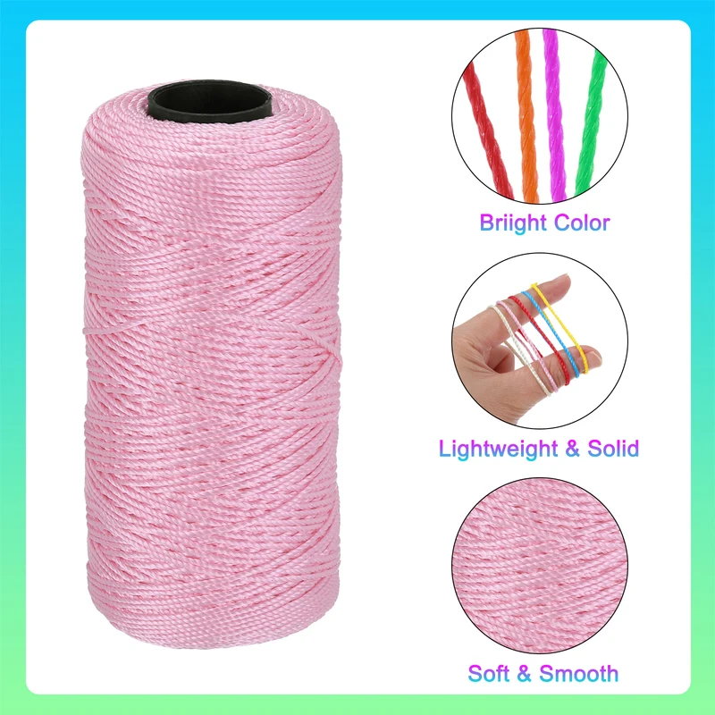 Nylon String 3 Strands Twisted Mason Line 1.5mm x 218 Yards, Light Pink