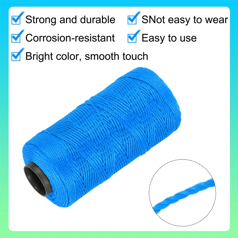 Nylon String 3 Strands Twisted Mason Line 1.5mm x 218 Yards, Lake Blue