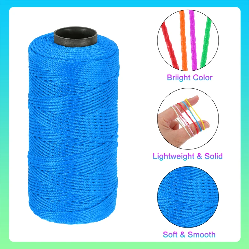 Nylon String 3 Strands Twisted Mason Line 1.5mm x 218 Yards, Lake Blue