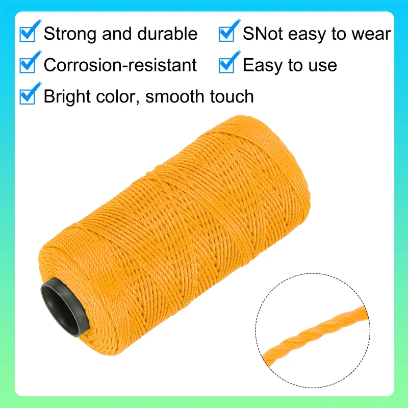 Nylon String 3 Strands Twisted Mason Line 1.5mm x 218 Yards, Golden Yellow