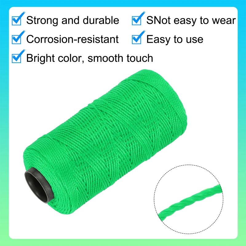 Nylon String 3 Strands Twisted Mason Line 1.5mm x 218 Yards, Fruit Green