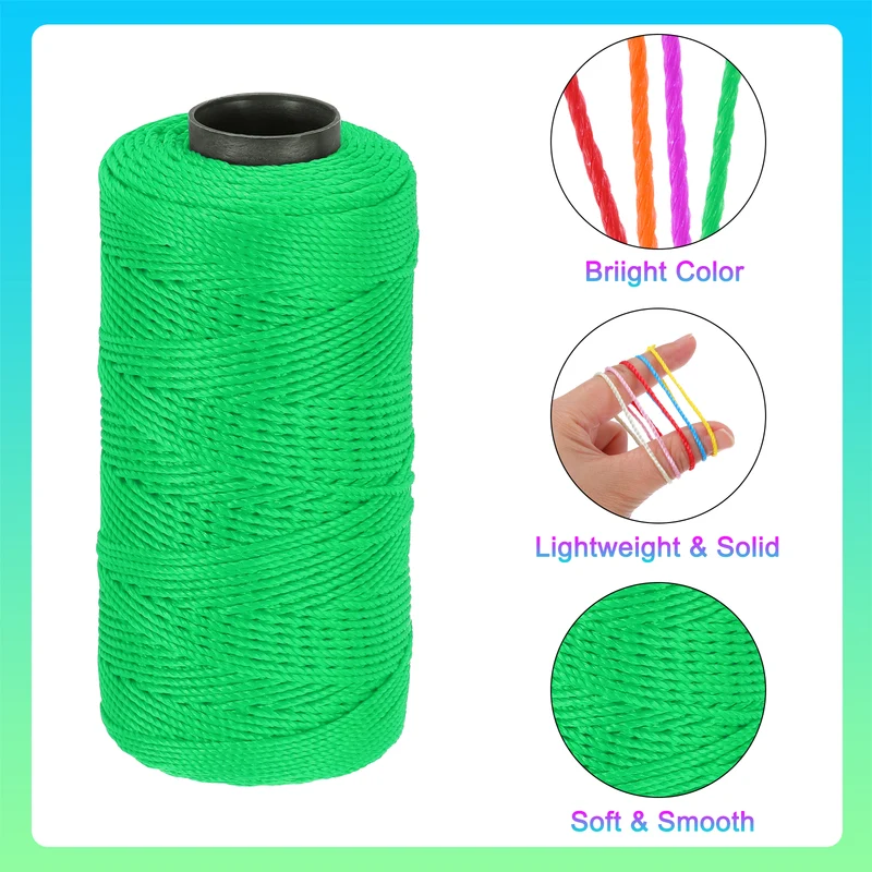 Nylon String 3 Strands Twisted Mason Line 1.5mm x 218 Yards, Fruit Green