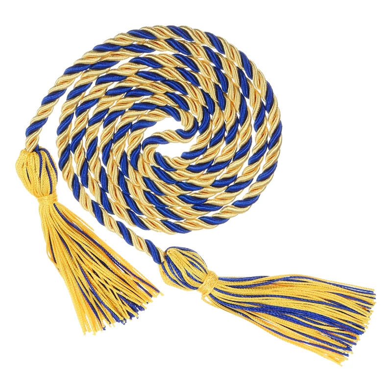 67" Graduation Honor Cord with Tassel Braided Graduation Ropes, Gold/Blue
