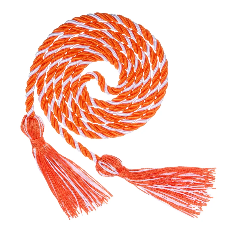 67" Graduation Honor Cord with Tassel Braided Graduation Ropes, Orange/White