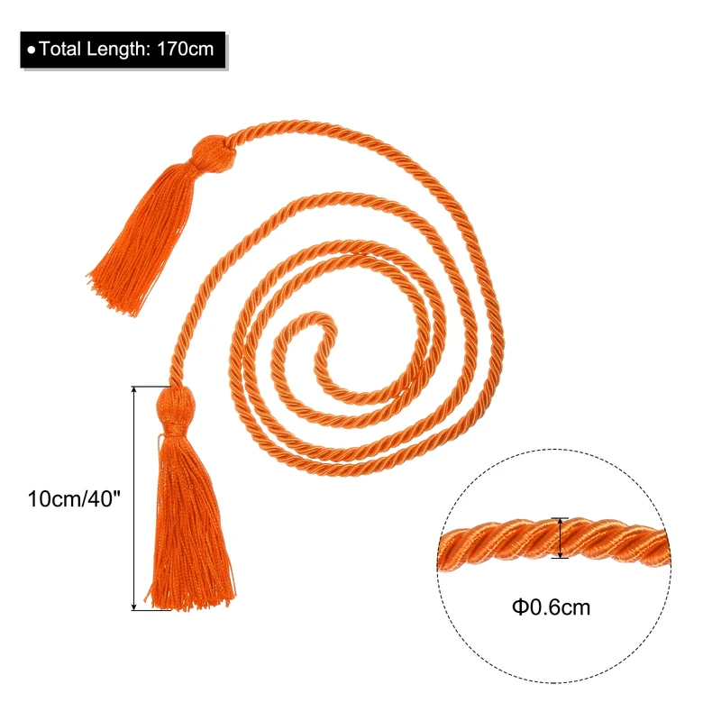 67" Graduation Honor Cord with Tassel Braided Graduation Ropes, Orange