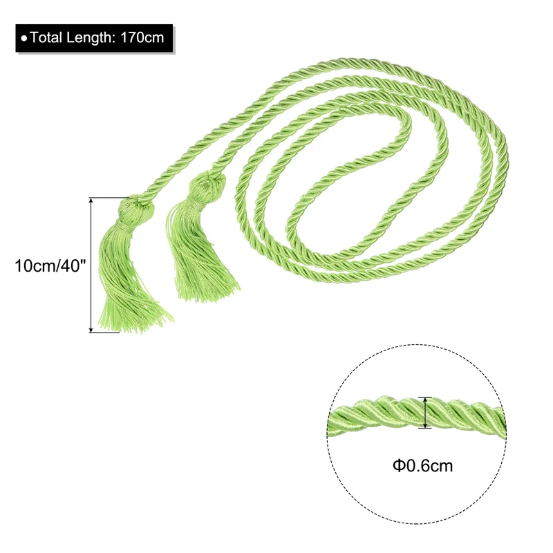 67" Graduation Honor Cord with Tassel Braided Graduation Ropes Light Green