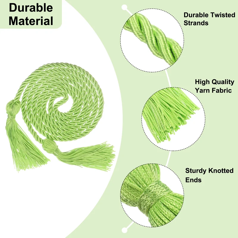 67" Graduation Honor Cord with Tassel Braided Graduation Ropes Light Green