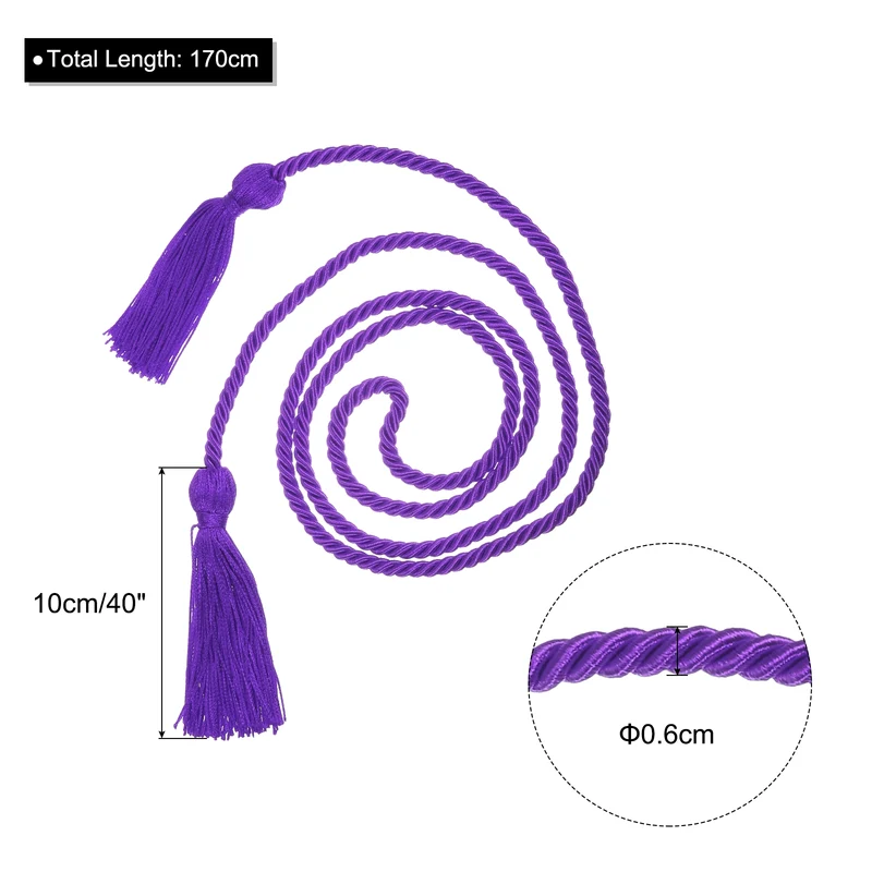 67" Graduation Honor Cord with Tassel Braided Graduation Ropes, Purple
