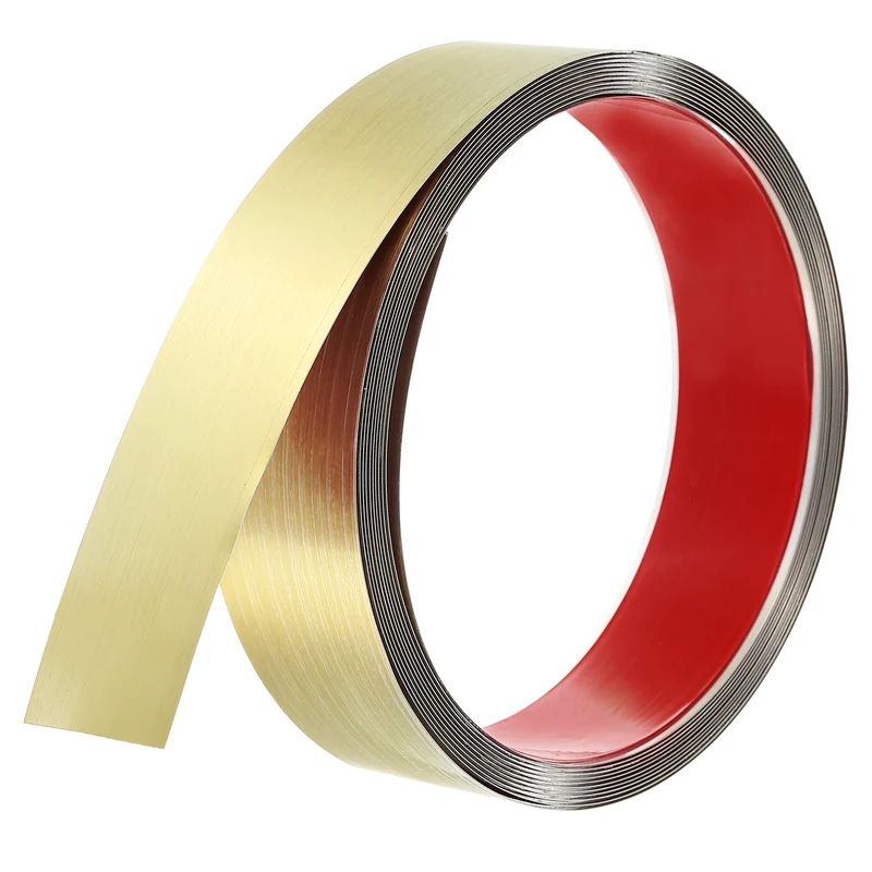 16.4ft x 1.57" Wall Molding Trim, Brushed Finish Metal Strip Trim, Gold