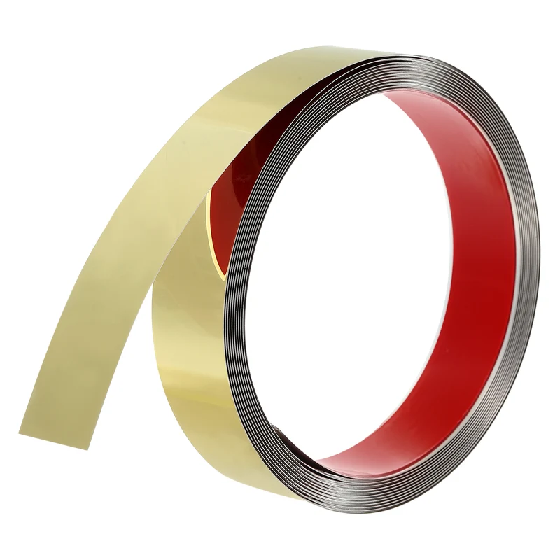 16.4ft x 1.18" Wall Molding Trim, Mirror Finish Metal Strip Trim, Gold
