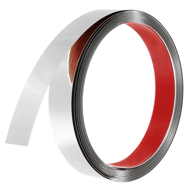 16.4ft x 0.98" Wall Molding Trim, Mirror Finish Metal Strip Trim, Silver