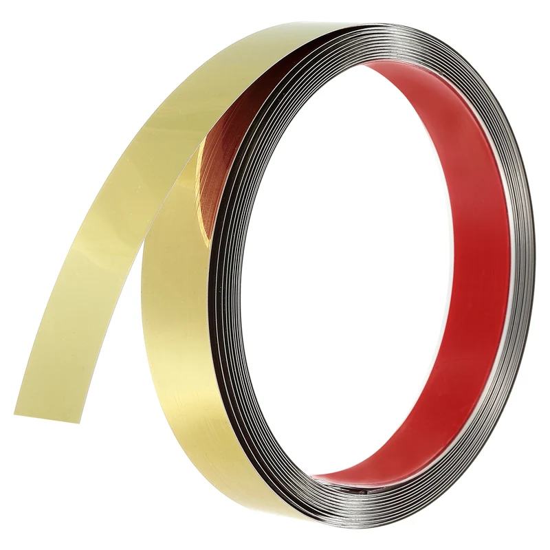 16.4ft x 0.98" Wall Molding Trim, Mirror Finish Metal Strip Trim, Gold
