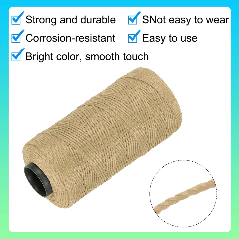 Nylon String 3 Strands Twisted Mason Line 1.5mm x 218 Yards, Dark Khaki
