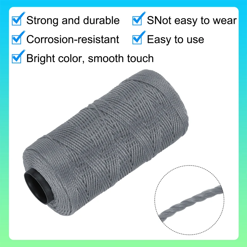 Nylon String 3 Strands Twisted Mason Line 1.5mm x 218 Yards, Dark Grey