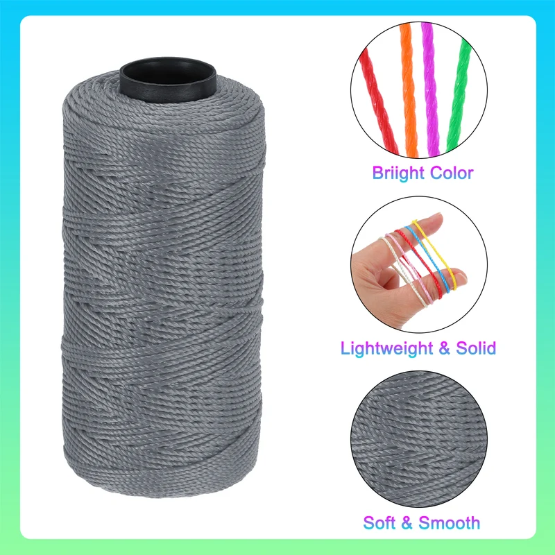 Nylon String 3 Strands Twisted Mason Line 1.5mm x 218 Yards, Dark Grey