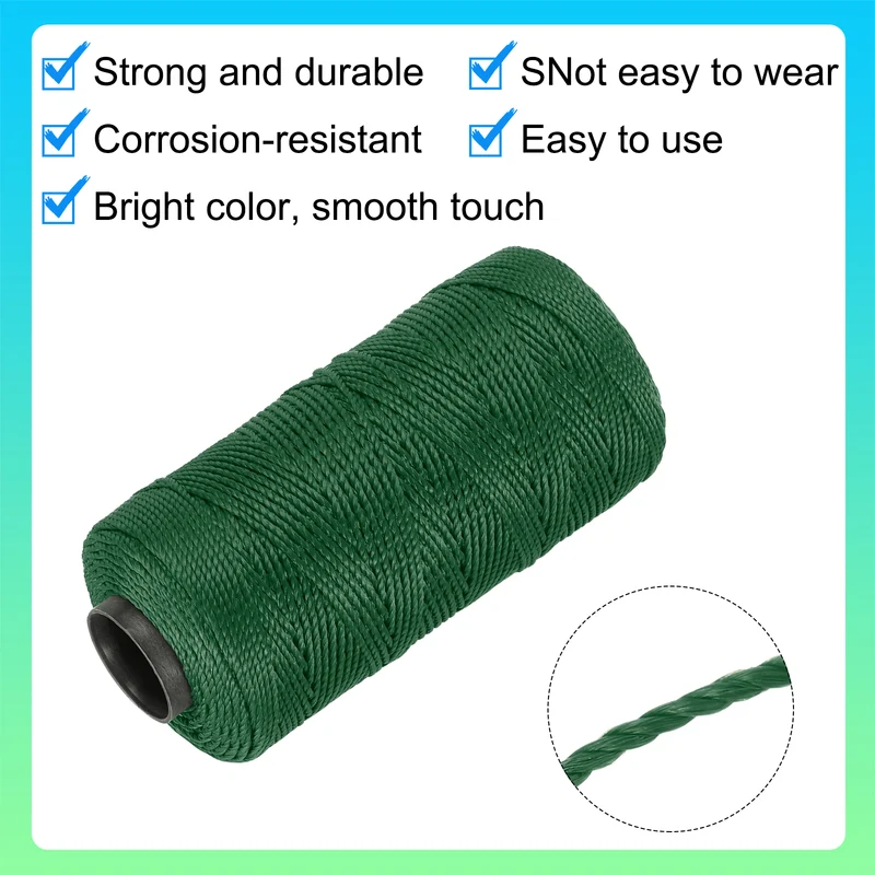 Nylon String 3 Strands Twisted Mason Line 1.5mm x 218 Yards, Dark Green