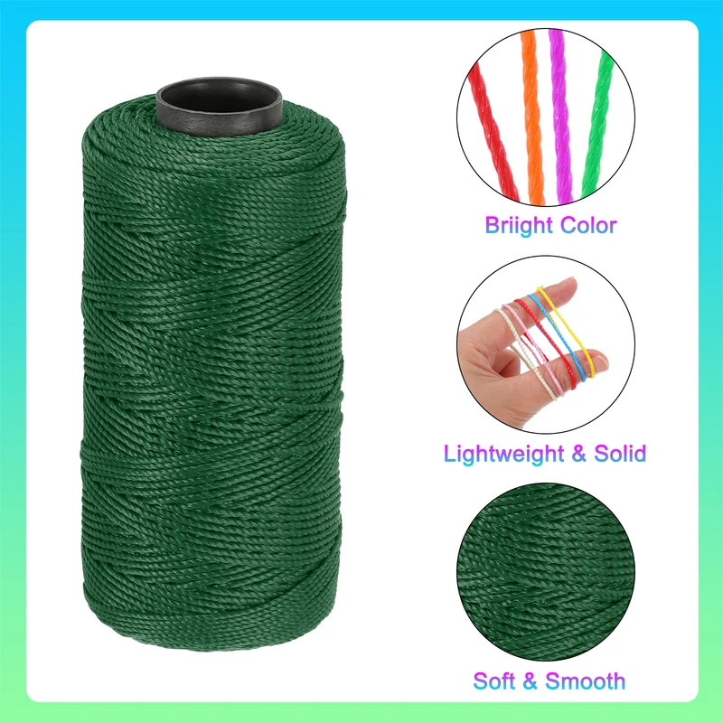 Nylon String 3 Strands Twisted Mason Line 1.5mm x 218 Yards, Dark Green
